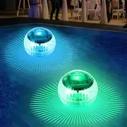 Lotvic Pack of 2 Solar Floating Pool Lighting, LED Pool Lighting, Pool Night Light, Waterproof LED Pool Light, RGB Multi Coloured Underwater Light for Swimming Pools, Water Parks