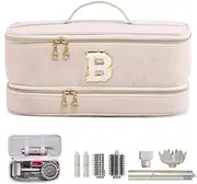 ELCUPA Initial Personalized Hair Tools Travel Bag Double-Layer Hair Dryer Case Compatible with Shark FlexStyle/SmoothStyle, Dysson Airwrap & Supersonic – Hair Tool Organizer for Travel & Home