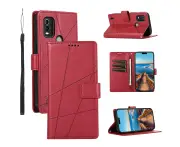 For Nokia C21 Plus Case Wallet – Folding Wallet Case with 3 Card Slots and Phone Stand Function – Red