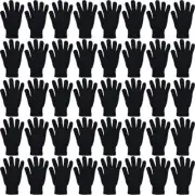 24 Pairs Bulk Men Women Warm Winter Gloves Knit Gloves for Clod Weather Black
