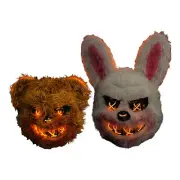 Halloween Bunny Mask Bear Mask W/ LED Light Up Masquerade Face Mask Scary Prop