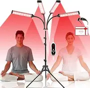 beautiebeam Red Light Therapy Lamp for Body Treatment with Adjustable Height Stand, 660nm, 850,940nm - Alleviate Muscle Soreness,4head B