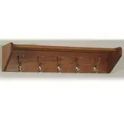 Wooden Mallet 5 Hook Wood Wall Mounted Coat Rack Shelf in Medium Oak
