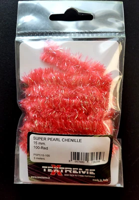 SUPER PEARL CHENILLE - RED - 15mm - Textreme - Fly Tying Materials - JIG - NEW!