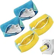 9SHOME 4pcs Shoe Laundry Bag, Shoe Wash Bag for Washing Machine, Reusable Mesh Laundry Shoe Cleaning Bag with Zipper for Sneakers Running Shoes