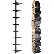 Invisible Floating Bookshelf for Wall Mounted, 8 Tier Vertical 4PC-8 Tier Black
