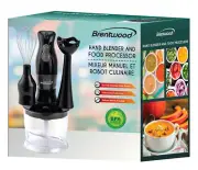 Brentwood HB-38BK 2 Speed Hand Blender and Food Processor with Balloon Whisk