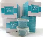 MIB 8 Tara Temp-tations Wavelength 8oz Teal Colored Baking Ramekins w Covers
