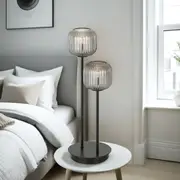 Bobo LED Table Lamp 2Lt in Antique Gold/Opal Matt or Black/Smoke
