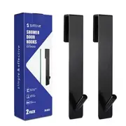 Extended Shower Door Hooks (7-Inch), Over Door Hooks for Bathroom Black