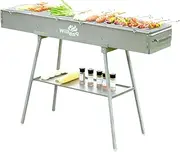 WillBBQ Commercial Quality Charcoal Hibachi BBQ Portable Grill Great For Backyard Or Camping Cooking Skewer Kebab Satay Xinjiang Kaochuan (120cm x 26cm)