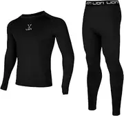 [LION SPORTSWEAR] Kids' Thermal Base Layer Compression Set – Fleece-Lined Sportswear for Boys & Girls, Ideal for Football, Rugby, Running, and Cold Weather Activities