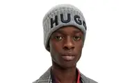 Hugo Embroidered Logo Wool Winter Beanie (Silver) (One Size)