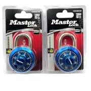 2 Pack Master Locks Combination Locker Padlocks Gym School BLUE