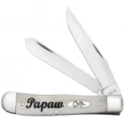 Case xx Knives Best Papaw Ever Natural Bone Trapper 10430 Stainless Pocket Knife