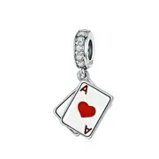 Poker Ace Double Pendant Charm for Charms Bracelet Silver plating DIY Jewelry
