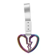 Car Accs JDM Broken Heart TSURIKAWA Neo Chrome Ring Silver Nylon Handle Strap X1