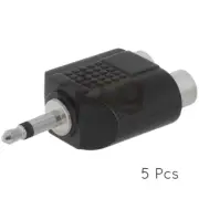 5x 3.5mm Mono Male to 2 RCA Female Jacks Adapter 2-Way Audio Converter Splitter
