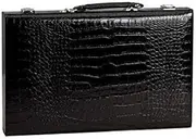 14.75 Alligator Leatherette Backgammon Set with Cork Board Black