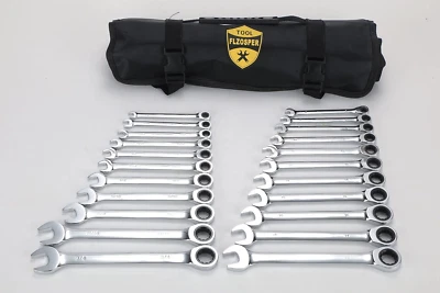 22-Piece Ratcheting Wrench Set，Metric & SAE Chrome Vanadium Steel Hand Combinati