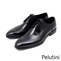 在飛比找momo購物網優惠-【Pelutini】經典質感翼紋雕孔綁帶德比鞋 黑色(311