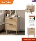 Bedside Table with 2 Drawers 40 x 35 x 52cm Nightstand Side End Table for Hom...