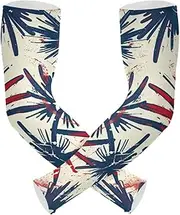 [Yoogain] UV Protection Sleeves Youth Boys Firework Blue Red Patterned Florid Sleeve Women Outdoor Sports & Outdoor Working Strong Air Permeability cubre brazos, Firework Blue Red Patterned Florid
