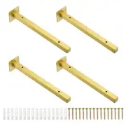 Floating Shelf Bracket,4Pack 12" Iron Hidden Wall Mounted Shelf Supports(Gold)