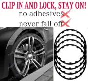 4 wheel alloy rim protectors guard 17" inch BLACK Clip in Stay lock NO-ADHESIVE
