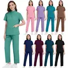 NiaaHinn Scrub Nurse Medical Hospital Uniforms Women Scrub Set Zipper Top Pant