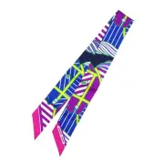 RARE HERMES Hermes Twilly Cadreju Silk Fuchsia Blue Yellow Purple Scarf 0246 Us