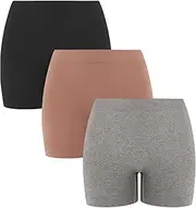 [POPKOK] Womens Slip Shorts for Under Dresses Seamless Anti Chafing Boyshorts Panties 3 Pack