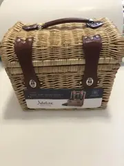 Napa Picnic Basket For Two- 2 Glasses-2 Napkins-Cheese Knife-Cutting Board-more