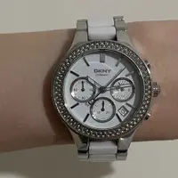 在飛比找PopChill優惠-[二手] 『二手』DKNY 手錶 不銹鋼間陶瓷大錶盤 石英錶