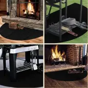 Fireproof Waterproof 32x60 Black Half Round Fire Place Hearth Grill Floor Mat