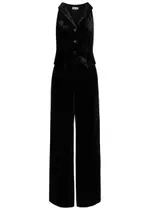 Rixo Sienna Velvet Jumpsuit - Black 16 (UK 16 / XL)
