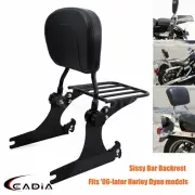 Backrest Sissy Bar Luggage Rack For Harley Dyna FXD Super Glide Street Bob 06-17