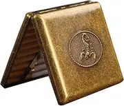 [Lorxilar] Cigarette Case for 20 Cigarettes Cigarette Case Copper Double Sided Spring Clip,One Size,Gold