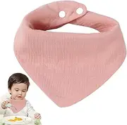Fruusv Toddler Bandana, Absorbent Cotton Teething Bib, Soft Triangle Drool, (Solid Colors), Adjustable Snap Closure, Lightweight Baby Bibs For Feeding, Teething & Drooling Protection, pink, Refer to