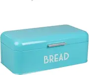 [Home Basics] Retro Bread Box for Kitchen Countertop, Metal, (Turquoise) by, Vented with Hinge Top Large Bread Box Keeps Loaves, Bagels, Croissants Fresh