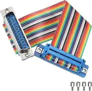 uxcell IDC Rainbow Wire Flat Ribbon Cable DB25 Male to DB25 Male 3.9 Inch Length 2.54mm Pitch Breadboard Jumper Wires for Electronic Projects