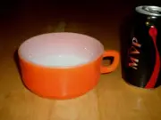 [PYREX BRAND] ORANGE COLOR, JUMBO, GLASS SOUP STYLE / COFFEE CUP, USA 1970s yrs.