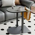 Heavy Duty C Table Sofa Couch End Side Table w/ Books Magazines Storage Pocket