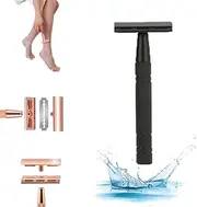 Jodial Razor, Exfolilux Razor, jodial safety Edge Razor Women, Jodial Rose Gold Double Edge Safety Razor, Jodial Safety Edge Razor Man, With 5 Platinum Coated Double Edge Safety Razor Blades (D)