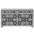 Bone Inlay Modish Black Solid Wood Buffet Sideboard Star 160x40x90cm