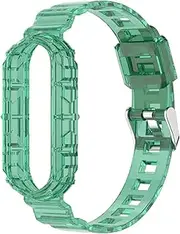 Chofit intended for Xiaomi Mi Band 5/Mi Band 6 Band with Case, Band Women Girl Crystal Clear Jelly Protective Case with Bands intended for Xiaomi Mi Band 5/Mi Band 6 Accessiores (Green)