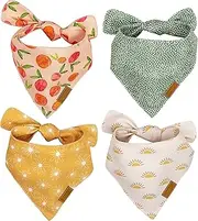 Remy+Roo Small Spring Dog Bandanas - 4 Pack Katherine Set | Premium Durable Adjustable Polyester Fabric Dog Scarfs | Patented Shape Girl Dog Bandana, Trendy Patterns, Floral Dog Bandana