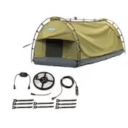 KINGS Deluxe Escape Single Swag + 4-Metre 12v LED Camping Strip Light Dimmer