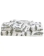 Eddie Bauer 200 Thread Count Wes Fish Face Cotton Percale Sheet Set