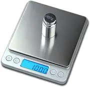 Digital Kitchen Scale,High Precision Stainless Steel Multifunction Food Scale Grams and Ounces Back-Lit LCD Display Small Pocket Jewelry Scales Auto Off,Tare,PCS,UNTS/Mode (500g/0.01g)